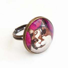 Cabochonring katt CHOCO PRINCE1