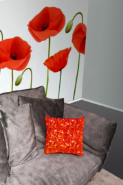 Red velvet cushion cover POPPY