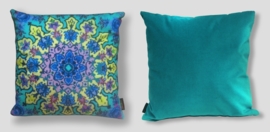 Turquoise velvet cushion cover SEA CORAL