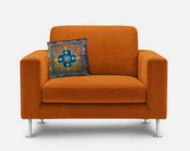 Turquoise velvet cushion cover KINGFISHER