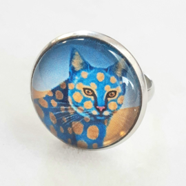 Cabochon ring cat SAND CAT