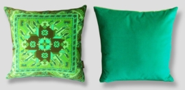 Housse coussin velours Verte PRINTEMPS