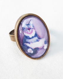 Cabochon ring cat PINK EYE