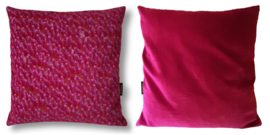 Purple velvet cushion cover PLUMED COCK'S COMB