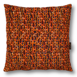 Orange velvet cushion cover FIRE BUGS