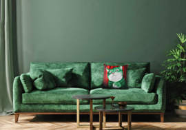 Red green velvet cushion cover Cat MR GREEN