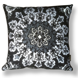 Housse coussin velours noire-grise-blanche ROSE NOIRE