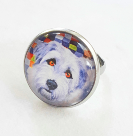 Bague cabochon chien FRANKIE