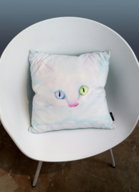 White velvet cushion cover Cat SNOW WHITE 