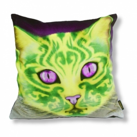 Fodera cuscino velluto gatto Giallo Verde ORNAMENTA 