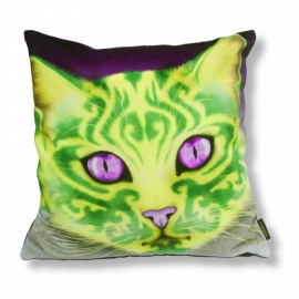 Green yellow velvet cushion cover ORNAMENTA