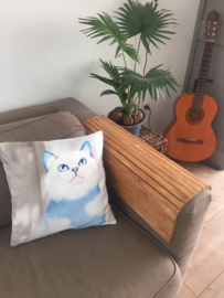 Fodera cuscino velluto gatto Blu-Bianco ADONIS