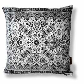 Black-grey-white velvet cushion cover LACE
