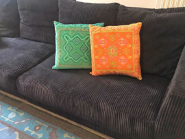 Turquoise velvet cushion cover PATINA