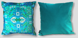 Turquoise velvet cushion cover AQUAMARINE