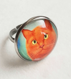 Cabochon-Ring Katze ORANGE KING