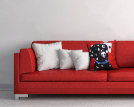 Dog throw pillow PONGO red-black velvet pillow case