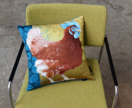 Bird cushion cover cotton or velvet BLUE COMB