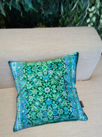 Green velvet cushion cover GREEN HUMMINGBIRD