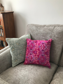 Pink velvet cushion cover CHERRY BLOSSOM