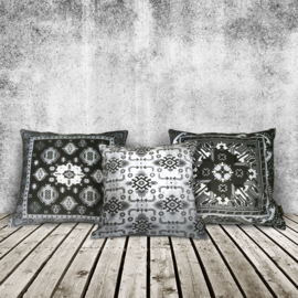 Black-grey-white velvet cushion cover BLACK SWAN