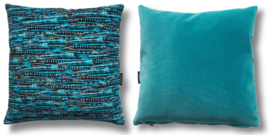 Turquoise velvet cushion cover EMPEROR DRAGONFLY