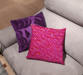 Purple velvet cushion cover PLUMED COCK'S COMB