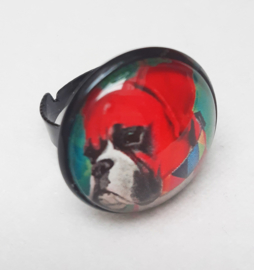 Cabochonring hund BOXER