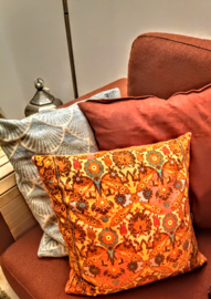 Orange velvet cushion cover TIGER LILY