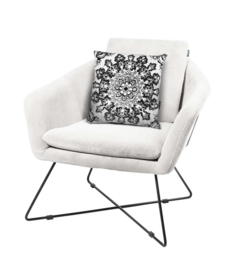 Black-grey-white velvet cushion cover WINTER FLOWER