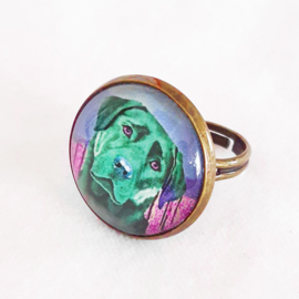 Cabochon-Ring Hund ESMERALDA