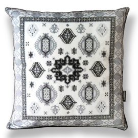 Black-grey-white velvet cushion cover SNOW LEOPARD