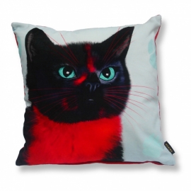 Housse coussin chat velours Rouge-Noire RUBIS NOIR 