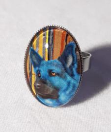 Cabochon ring dog AZURO