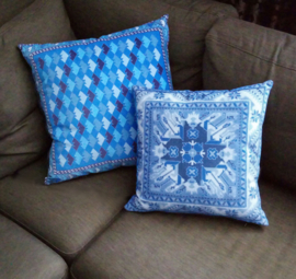 Blue velvet cushion cover CORN FLOWER