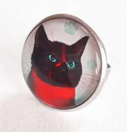 Bague cabochon chat RUBY BLACK