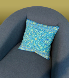 Turquoise velvet cushion cover BLUE HAWAII