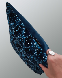 Funda cojín terciopelo Azul Oscuro MARIPOSA NOCHE ESTRELLADE