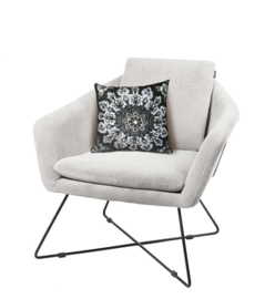 Black-grey-white velvet cushion cover BLACK ROSE