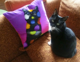 Violet velvet cushion cover Cat PLAY CAT