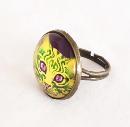 Anillo cabujón gato ORNAMENTA