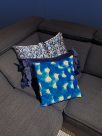 Blue velvet cushion cover IRIS