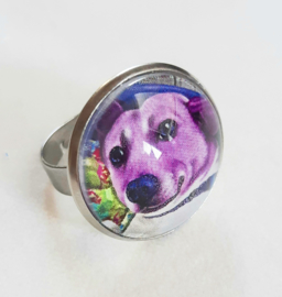 Anillo cabujón perro FAFFIE