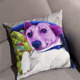 Purple velvet cushion cover Dog FAFFIE