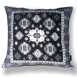 Housse coussin velours noire-grise-blanche CYGNE NOIR