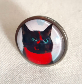 Cabochon-Ring Katze RUBY BLACK