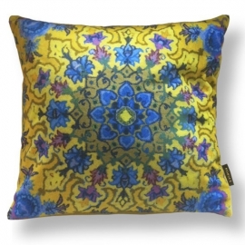 Yellow velvet cushion cover BUTTERCUP