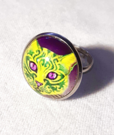 Cabochon ring cat ORNAMENTA