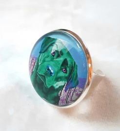 Anillo cabujón perro ESMERALDA