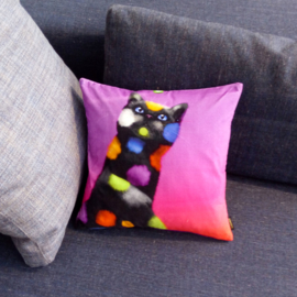 Housse coussin chat velours Pourpre LUDIQUE CHAT 